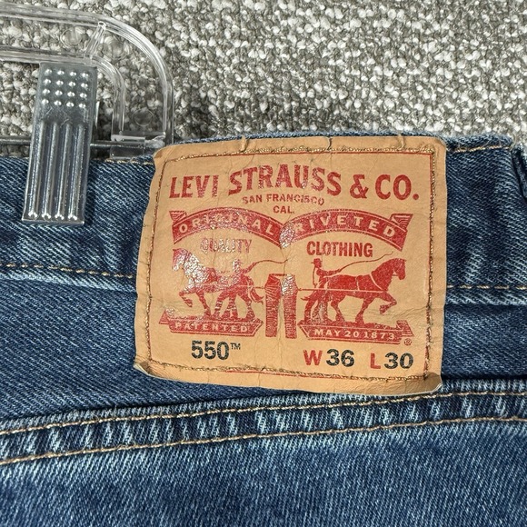 Levis 550 Jeans Mens 36x30 Blue Denim Medium Wash Straight Leg Carpenter Utility - Picture 2 of 9